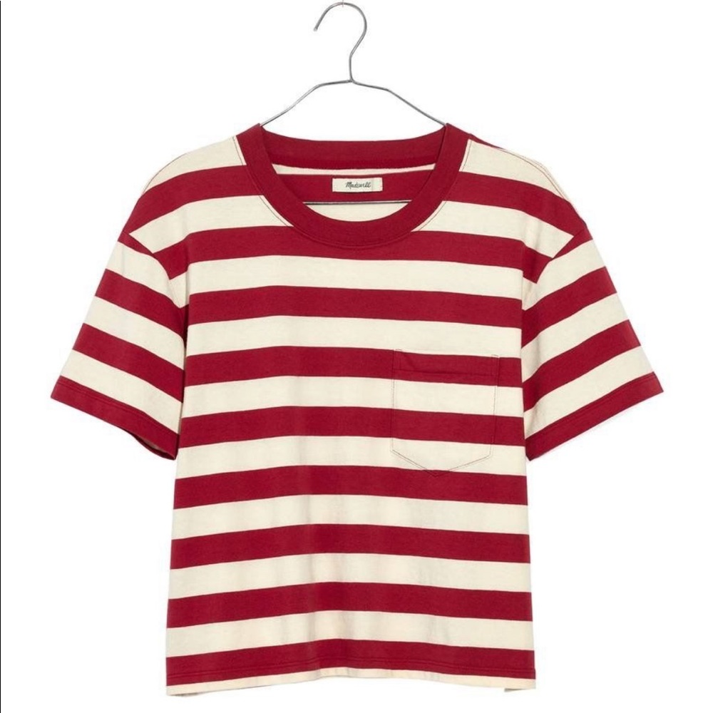 Madewell Boxy Crop T red stripe xxs